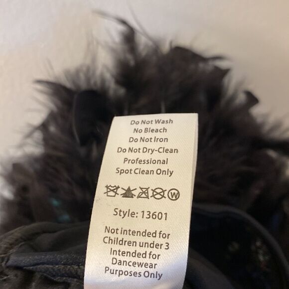 WEISSMAN Dance costume The Beautiful People
13601 Aqua black feather sassy MC - Picture 9 of 12